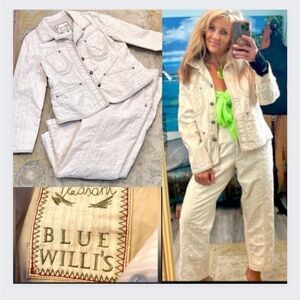 Blue Willi's Cream Jumpsuit with Button-Up Jacket